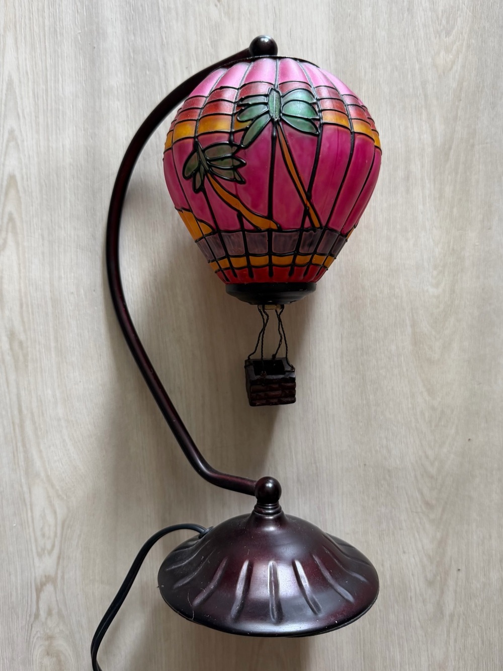 Unique Tiffany Style Stained Glass Hot Air Balloon Table Lamp Night Light Decor